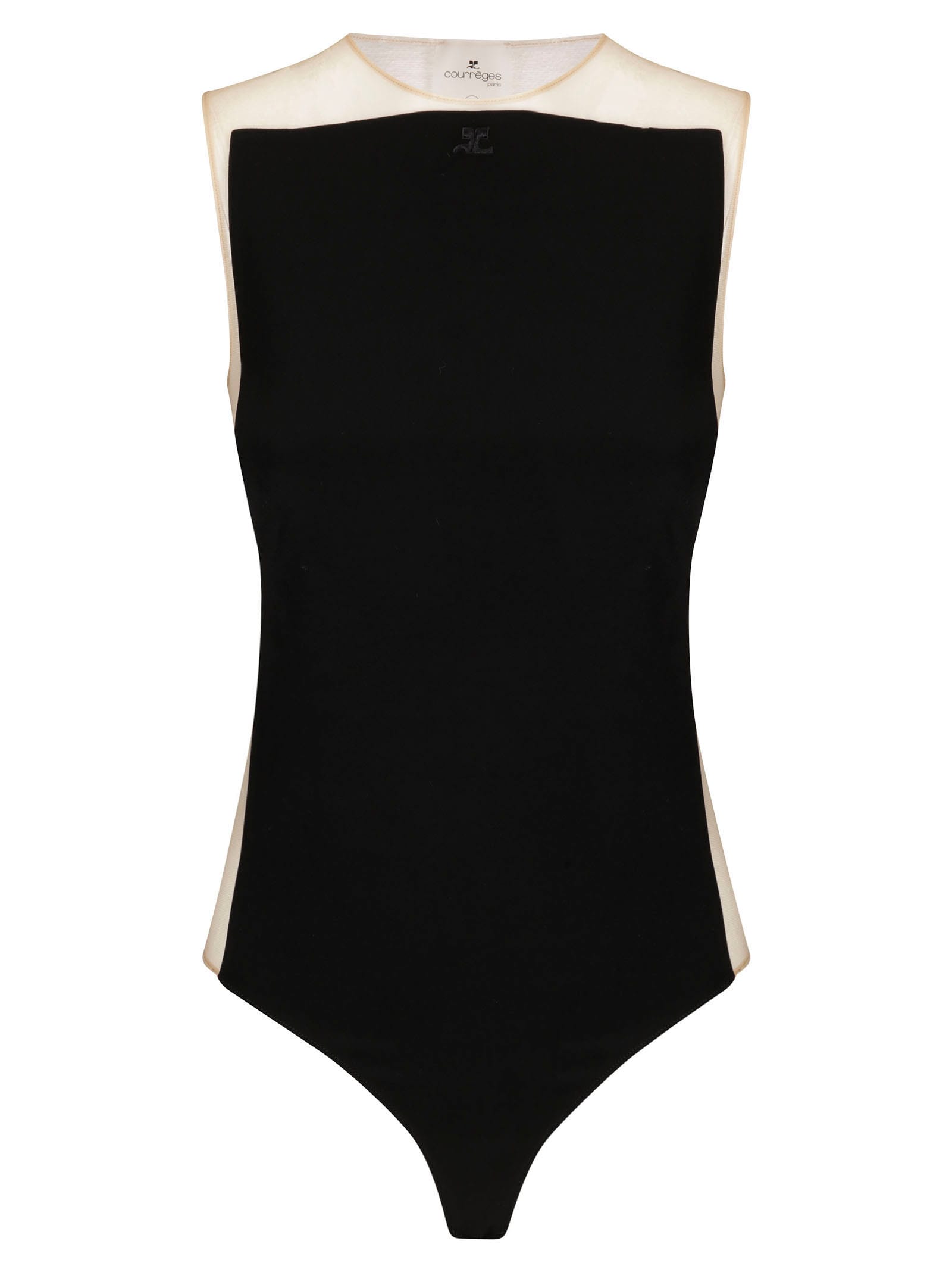 Shop Courrèges Frame Illusion Bodysuit In Sand/black