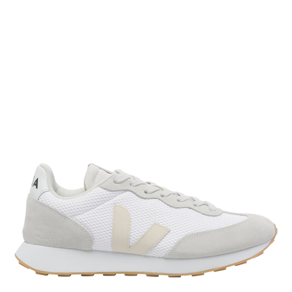 Veja Rio Branco Suede-paneled Mesh Trainers In White