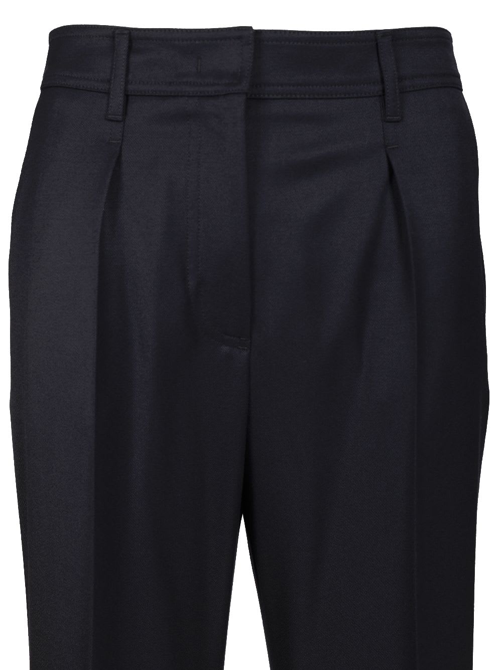 Max Mara Cannes Wide Leg Wool Gabardine Trousers In Black
