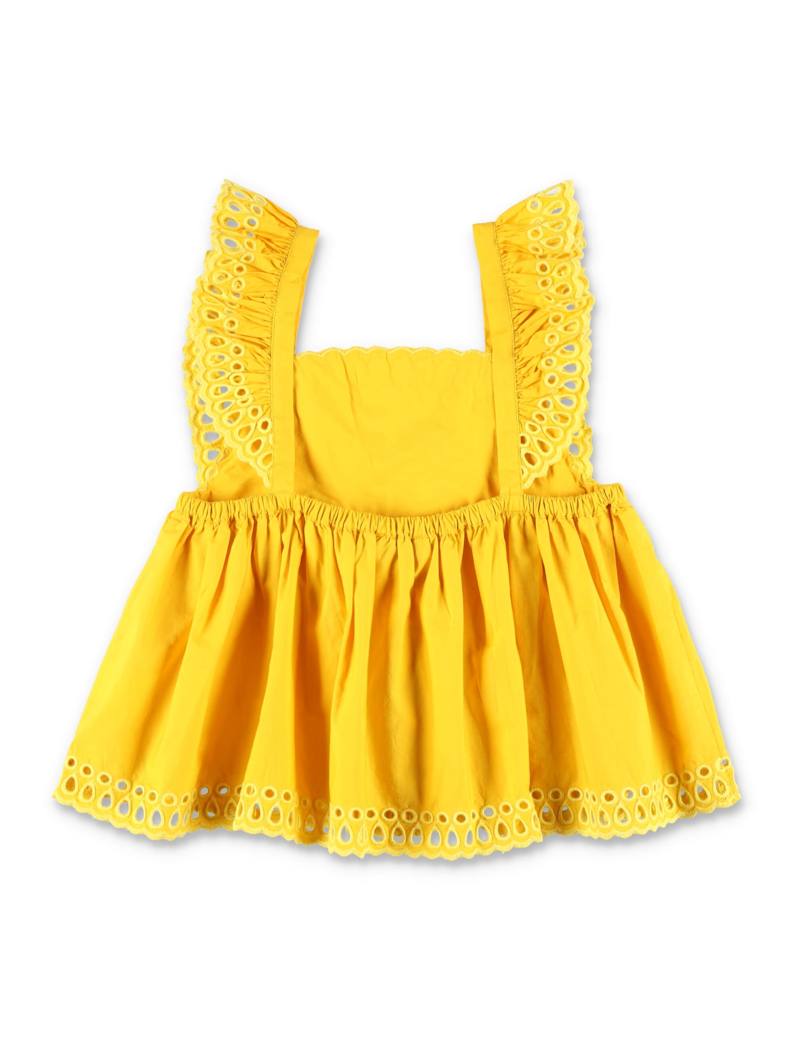 Shop Stella Mccartney Broderie Anglaise Sleeveless Top In Mustard Yellow