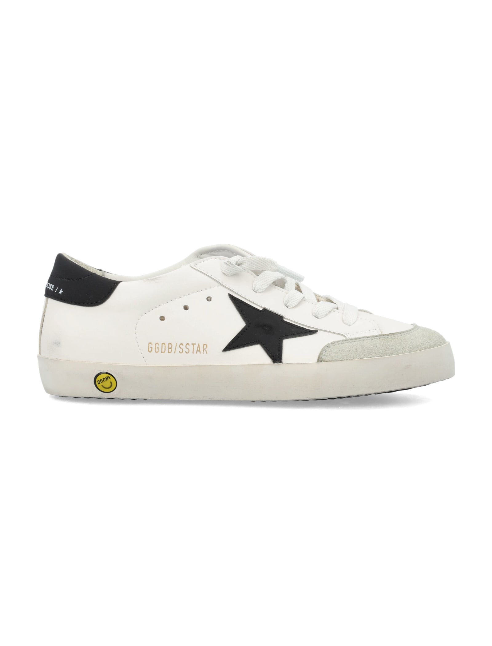 Shop Golden Goose Super Star Sneakers In White/black/beige