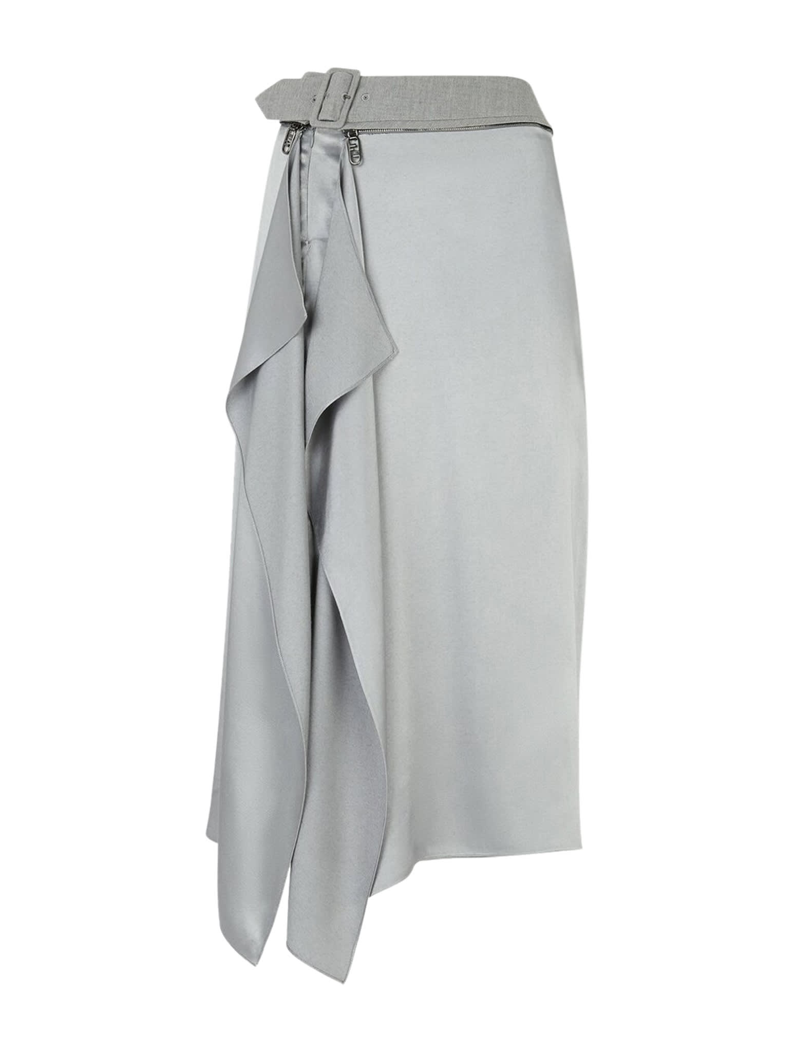 Fendi Asymmetrical Grey Skirt With Draped Detail In Rtu Grey