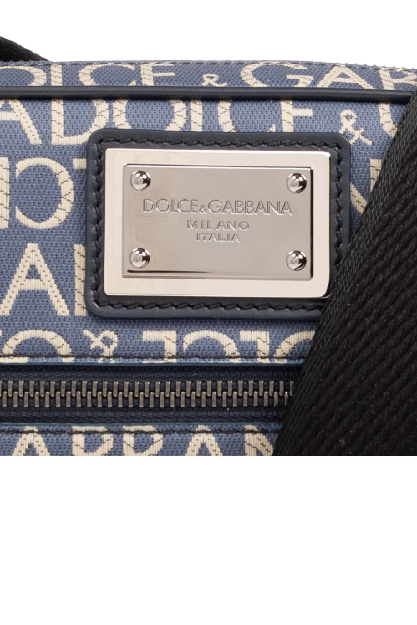 Shop Dolce & Gabbana Shoulder Bag With Monogram In Blue/neutrals