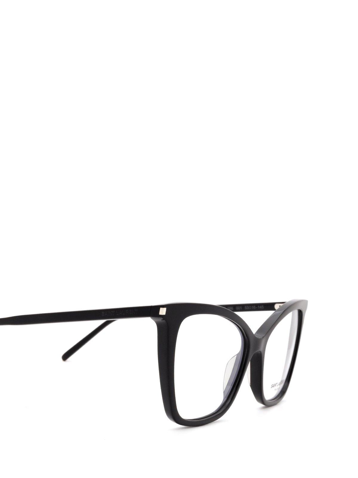 Shop Saint Laurent Cat-eye Glasses In Black-black-transparent