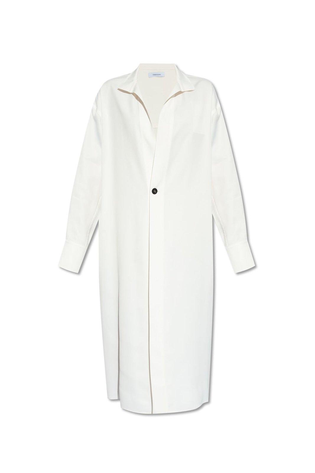 Shop Ferragamo V-neck Shirt Dress In White