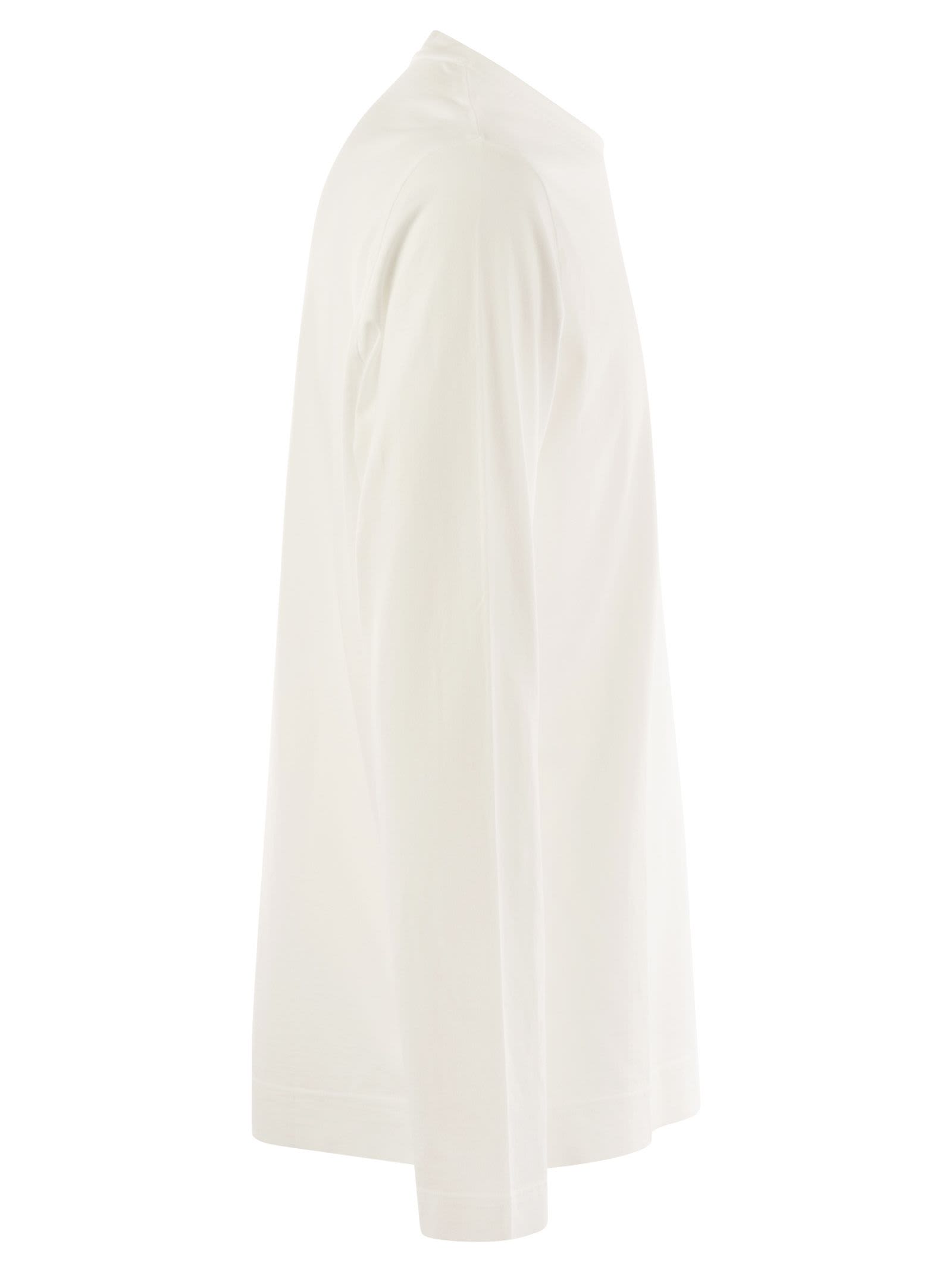 Fedeli Extreme Long-sleeved Giza Cotton T-shirt In White