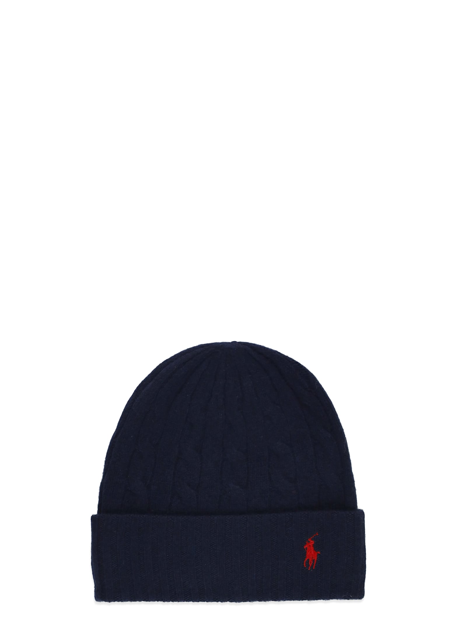 Dark Blue Cable-knit Wool-cashmere Beanie