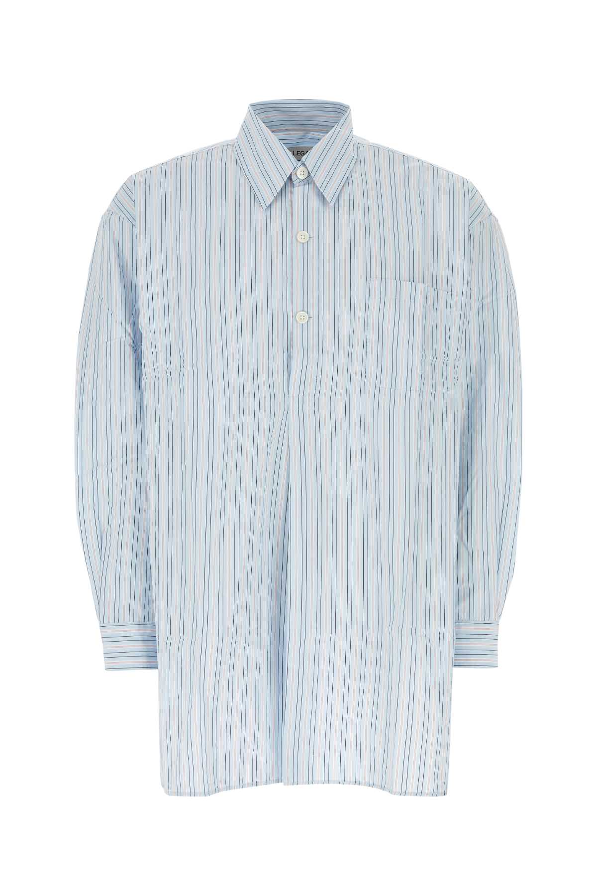 Shop Our Legacy Embroidered Poplin Popover Shirt In Sonicbluestripe