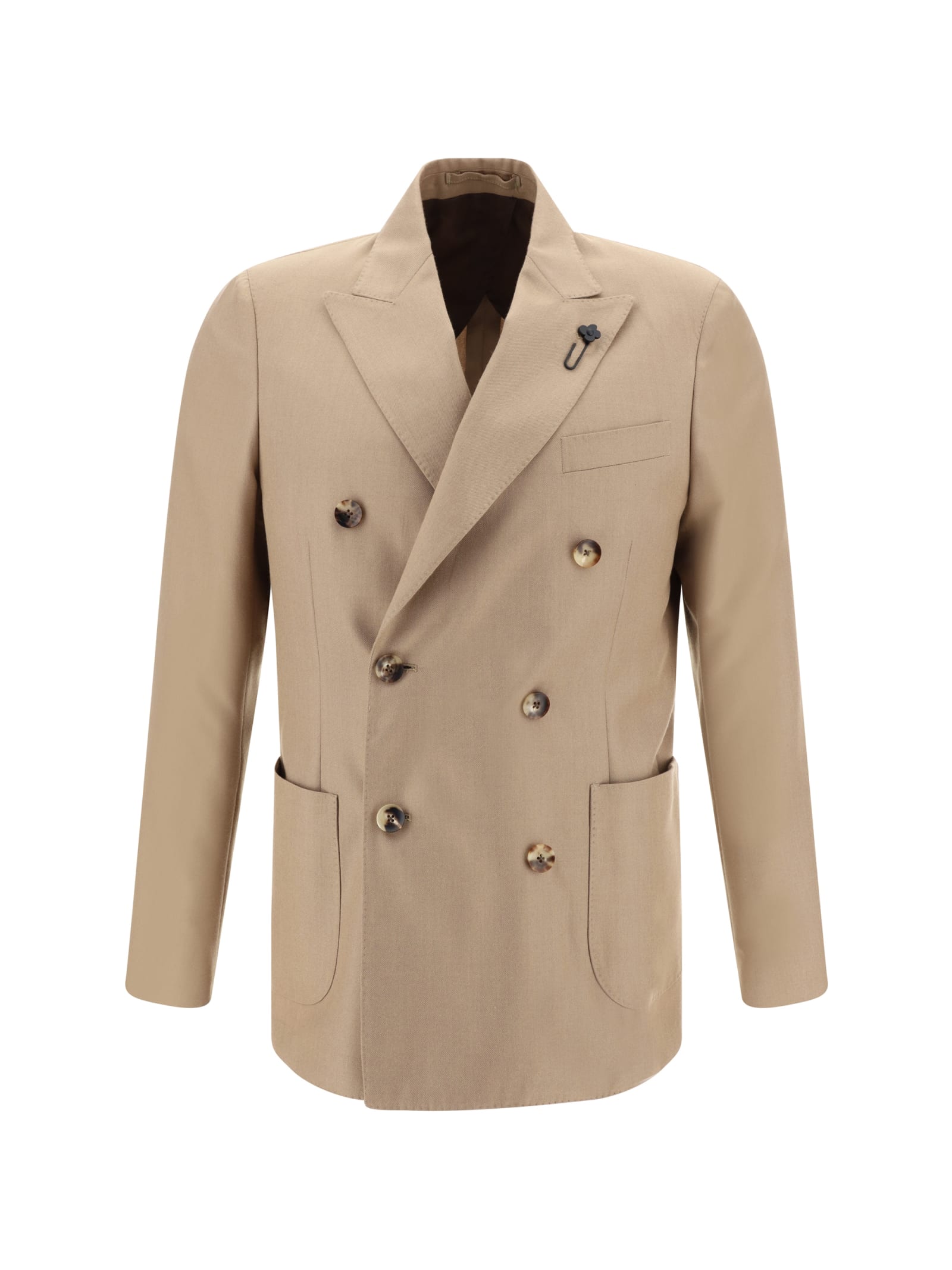 Shop Lardini Blazer Jacket In Camel