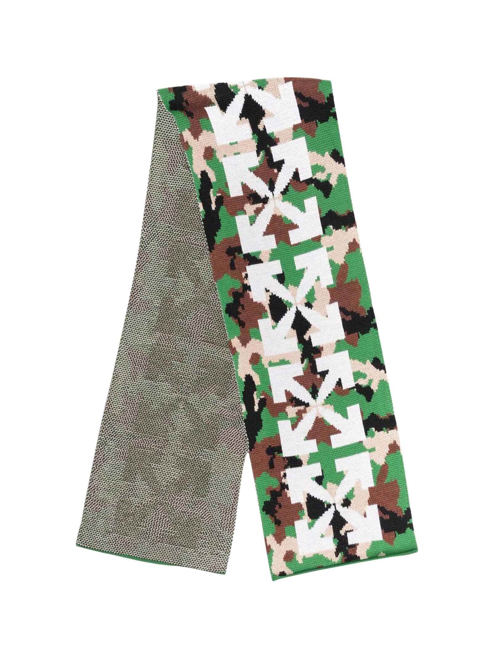 Off-White Military Green Print Scarf