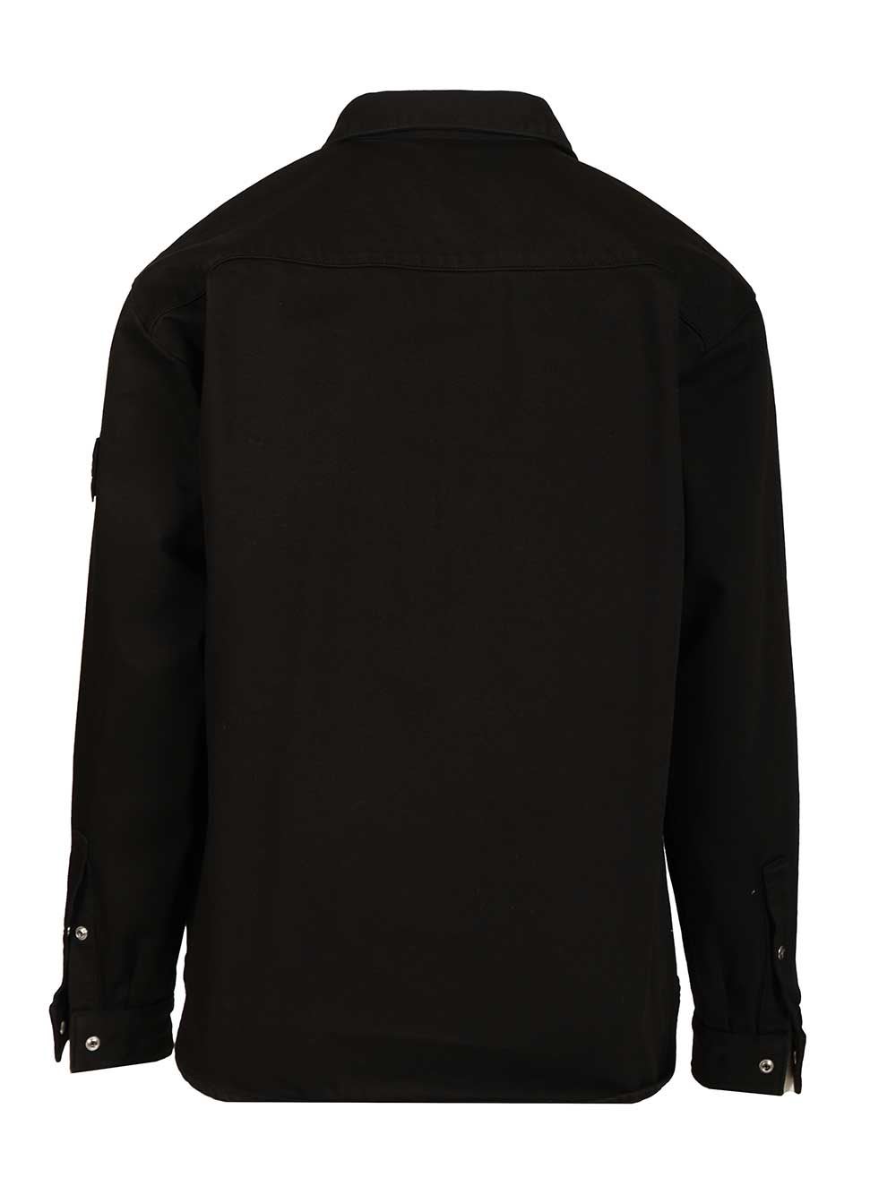 Stone Island Bull Denim-tc Overshirt With Bellows Pockets In Black