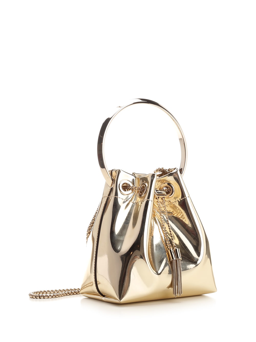 Jimmy Choo Bon Bon Metallic Mirrored-leather Bucket Bag