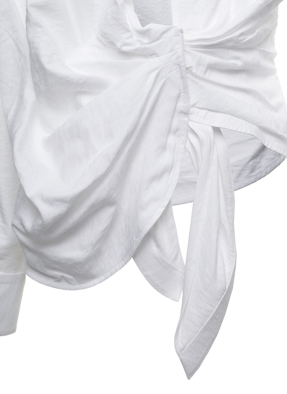 Shop Jacquemus La Chemise Bahia Whte Draped Shirt In Viscose Woman In White