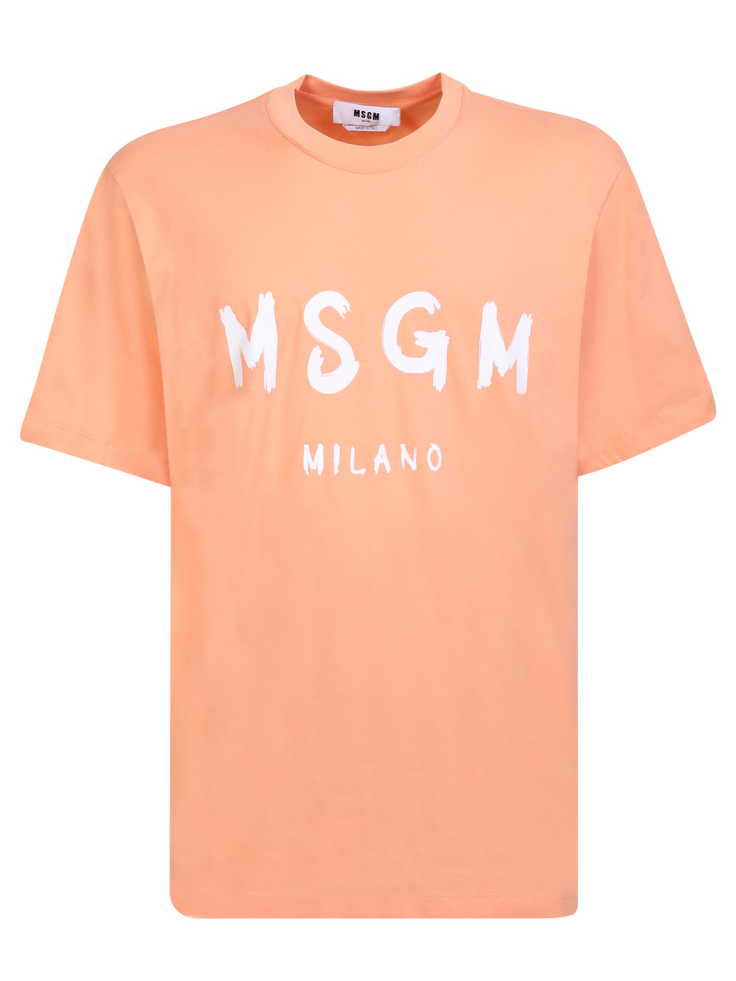 Msgm Logo Orange And White T-shirt | ModeSens