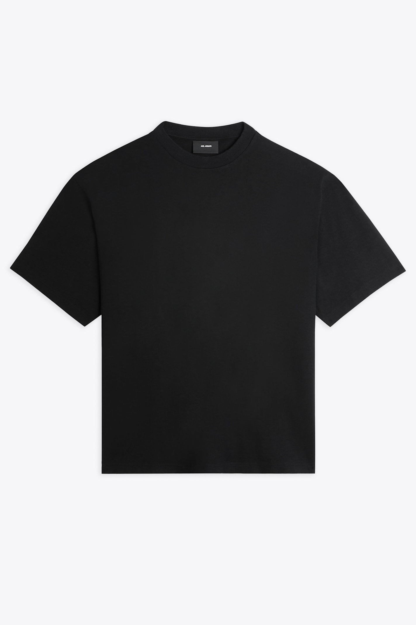 Series Distressed T-shirt Black distressed cotton t-shirt with back logo patch - Series Distressed T-shirt