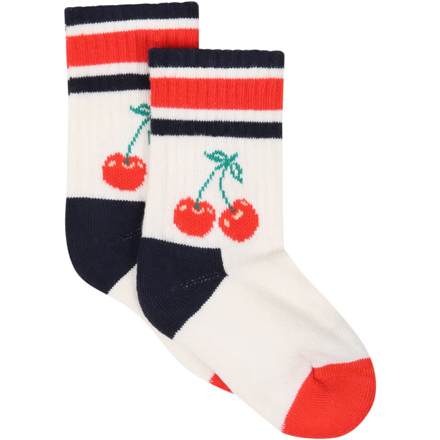 Happy Socks Ivory Socks For Girl With Cherry