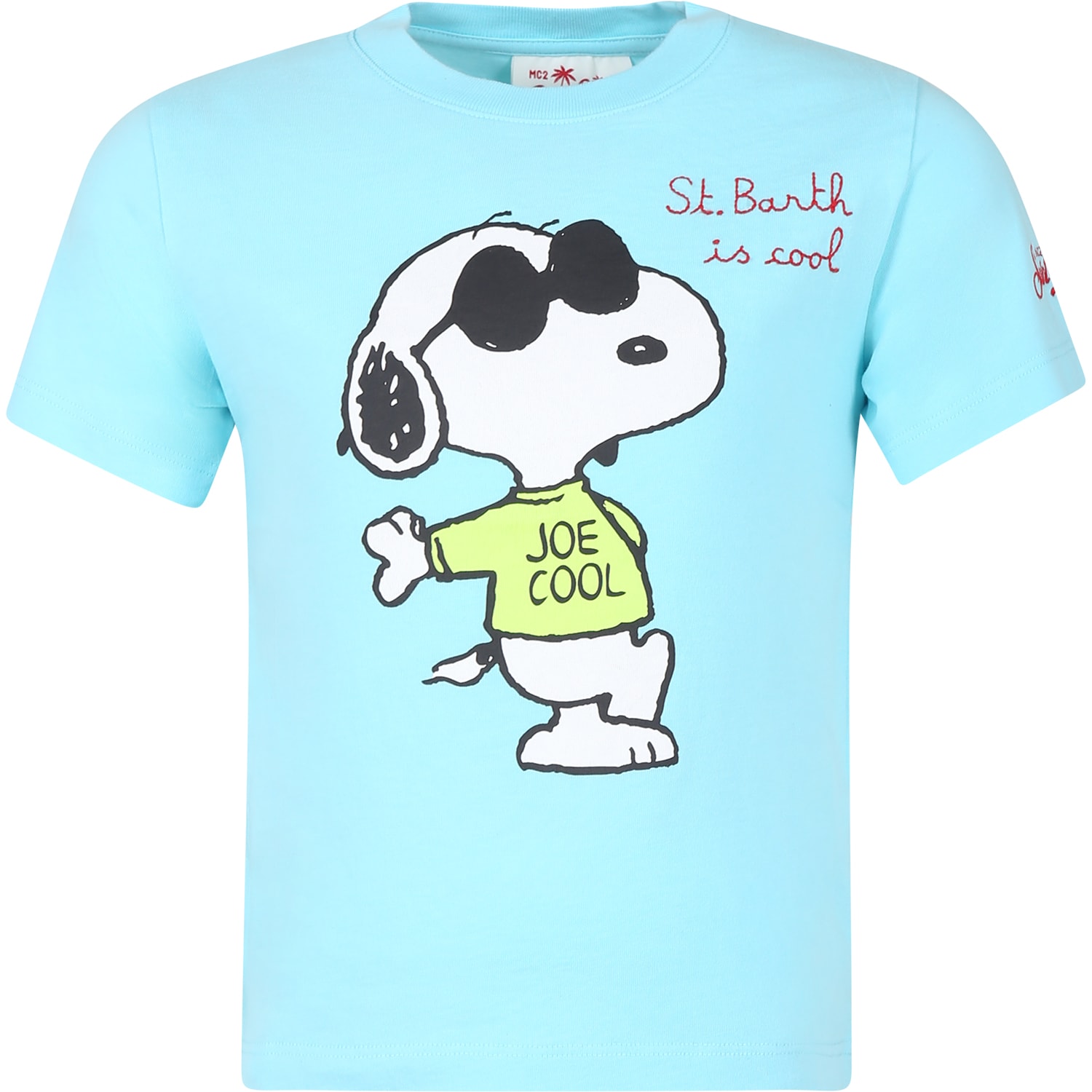 Shop Mc2 Saint Barth Light Blue T-shirt For Boy With Snoopy Print