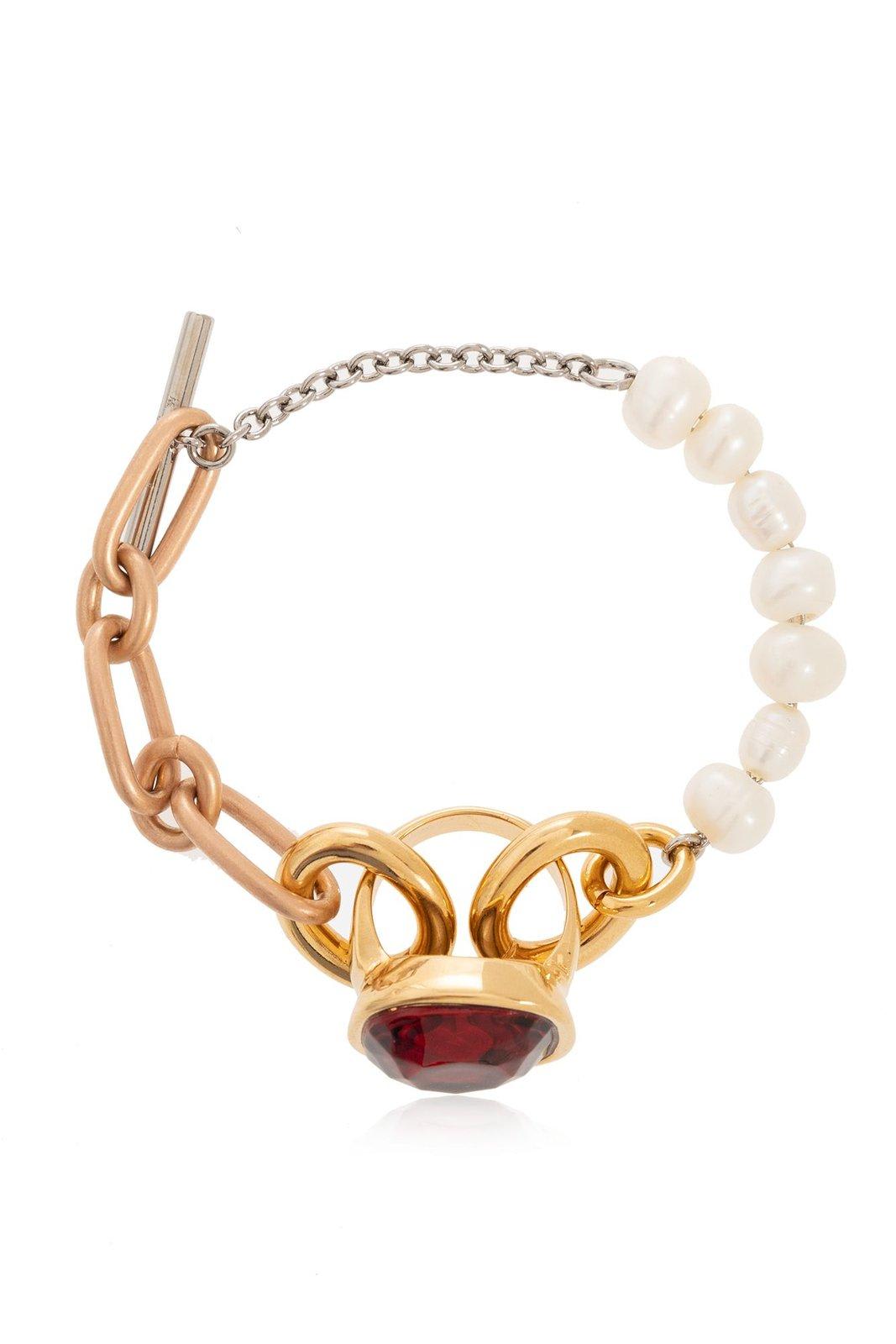 Ring Pendant Chunky Chain Embellished Bracelet
