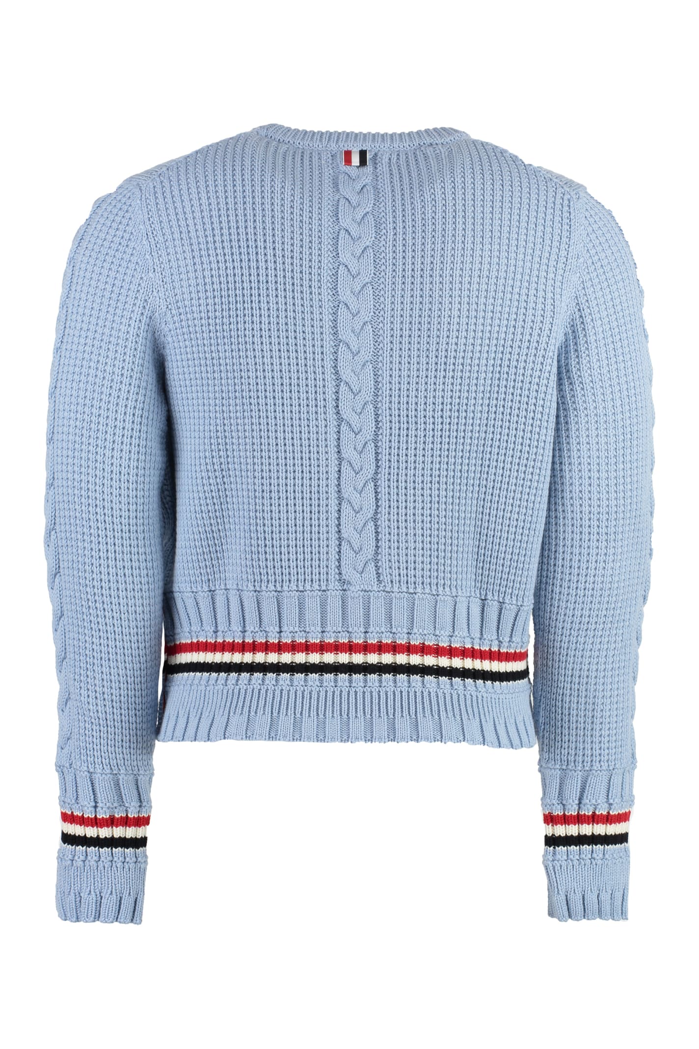 Shop Thom Browne Long Sleeve Crew-neck Sweater In Light Blue