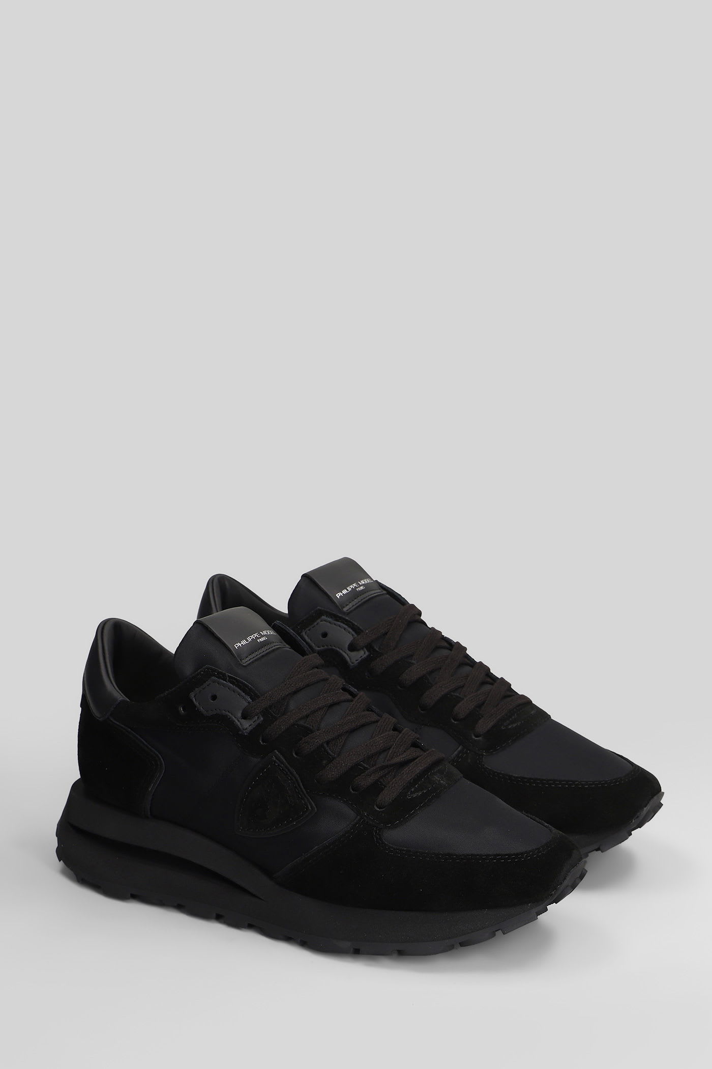 Philippe Model Tropez Haute Low Sneakers In Black Suede And Leather In Black
