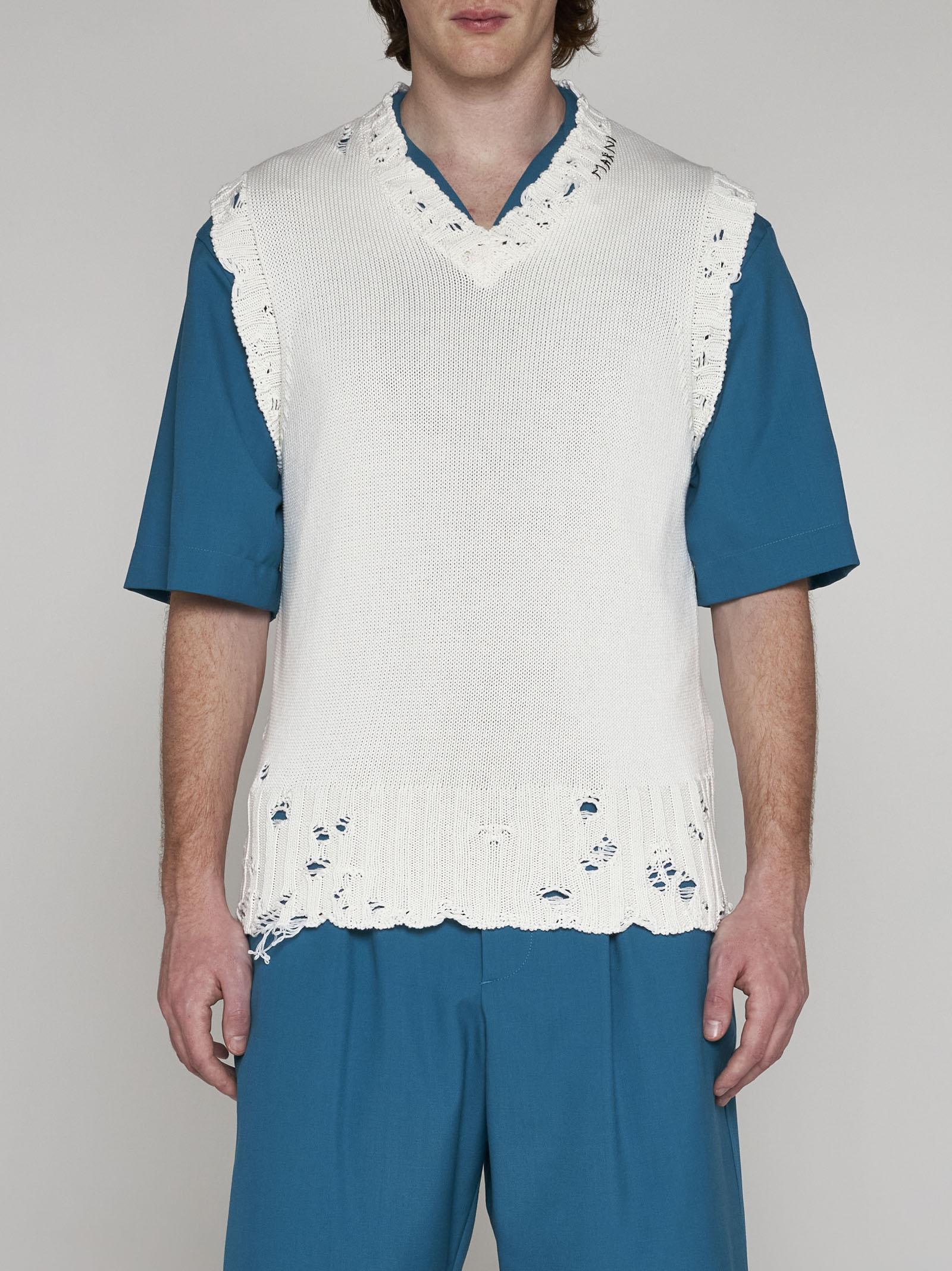 Shop Marni Logo Cotton Vest In Bianco