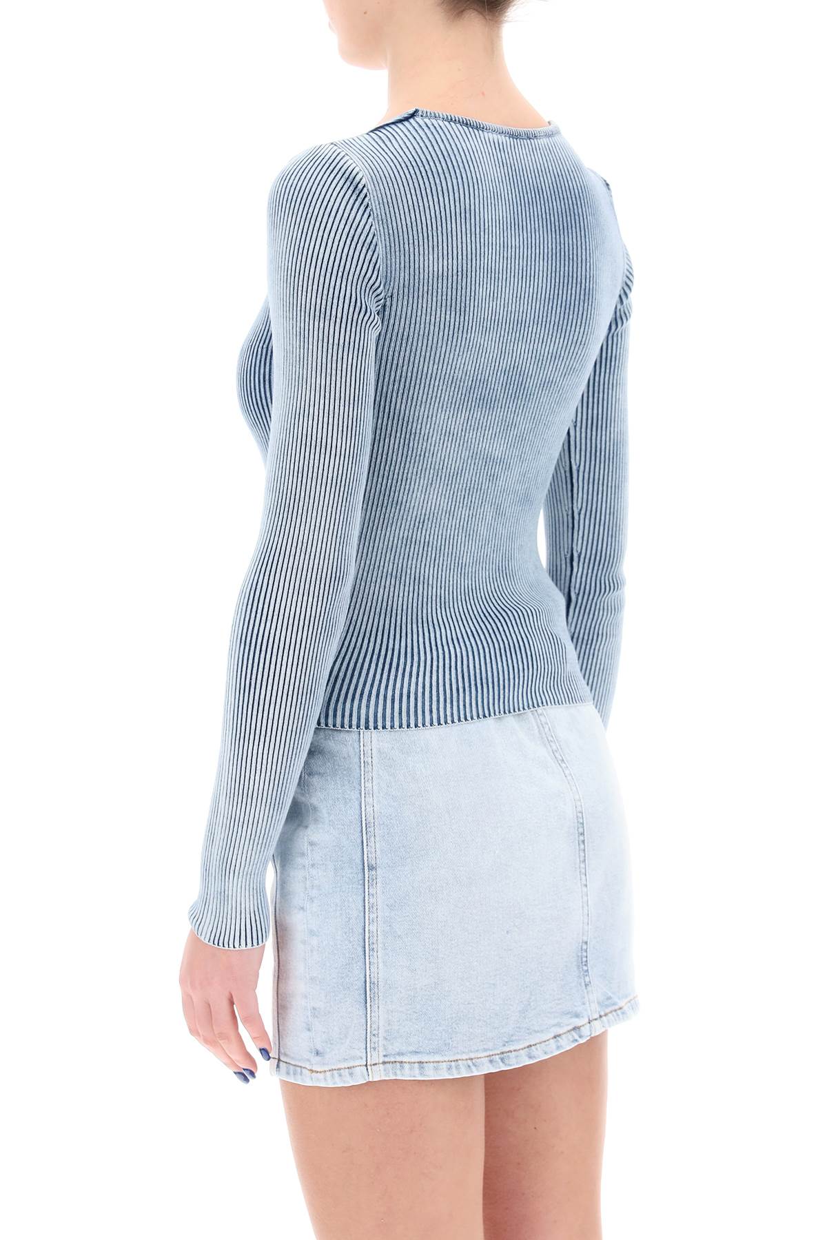 Diesel Light-blue M-teri Ribbed Top In Cotton