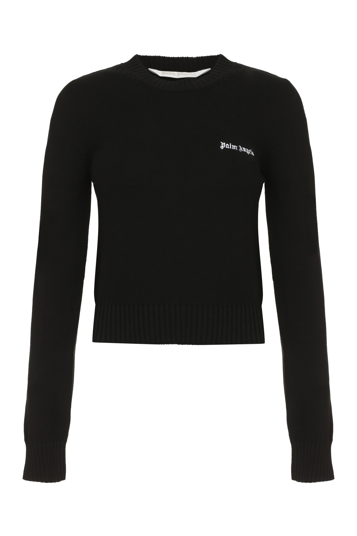 Shop Palm Angels Cotton Sweater In Nero/off White