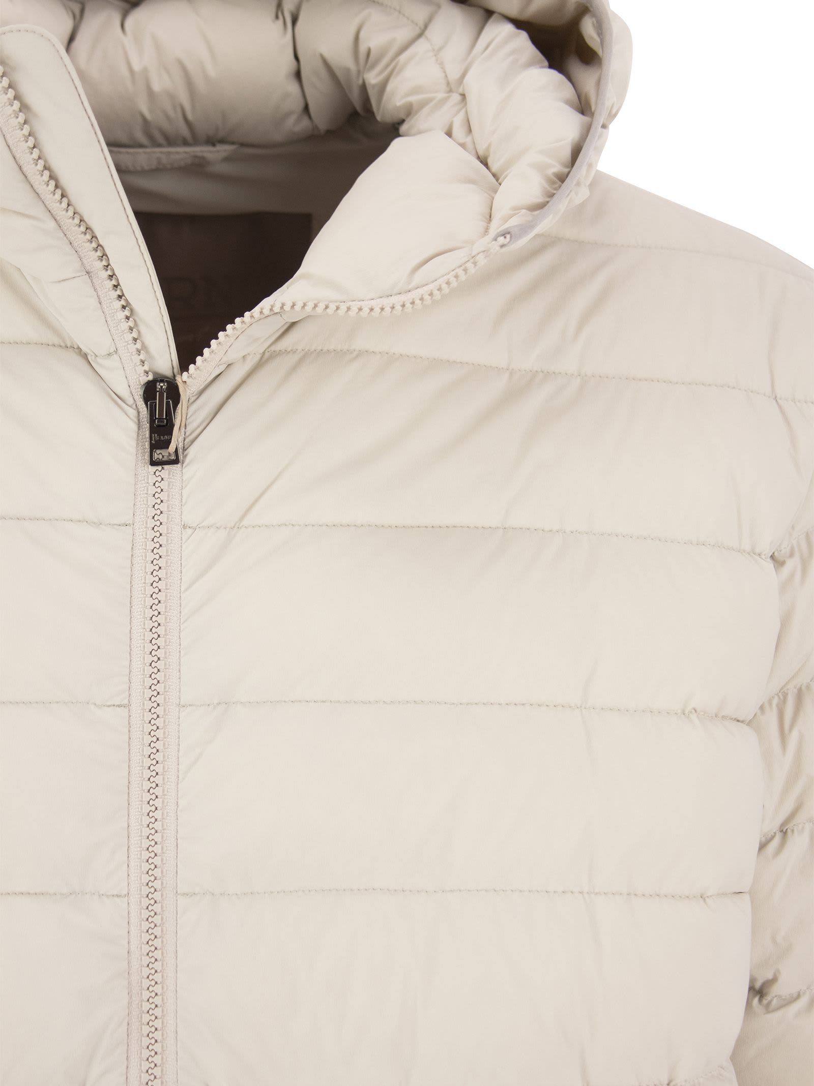 Shop Herno Hooded Bomber In Light Stretch Nylon In Chantilly