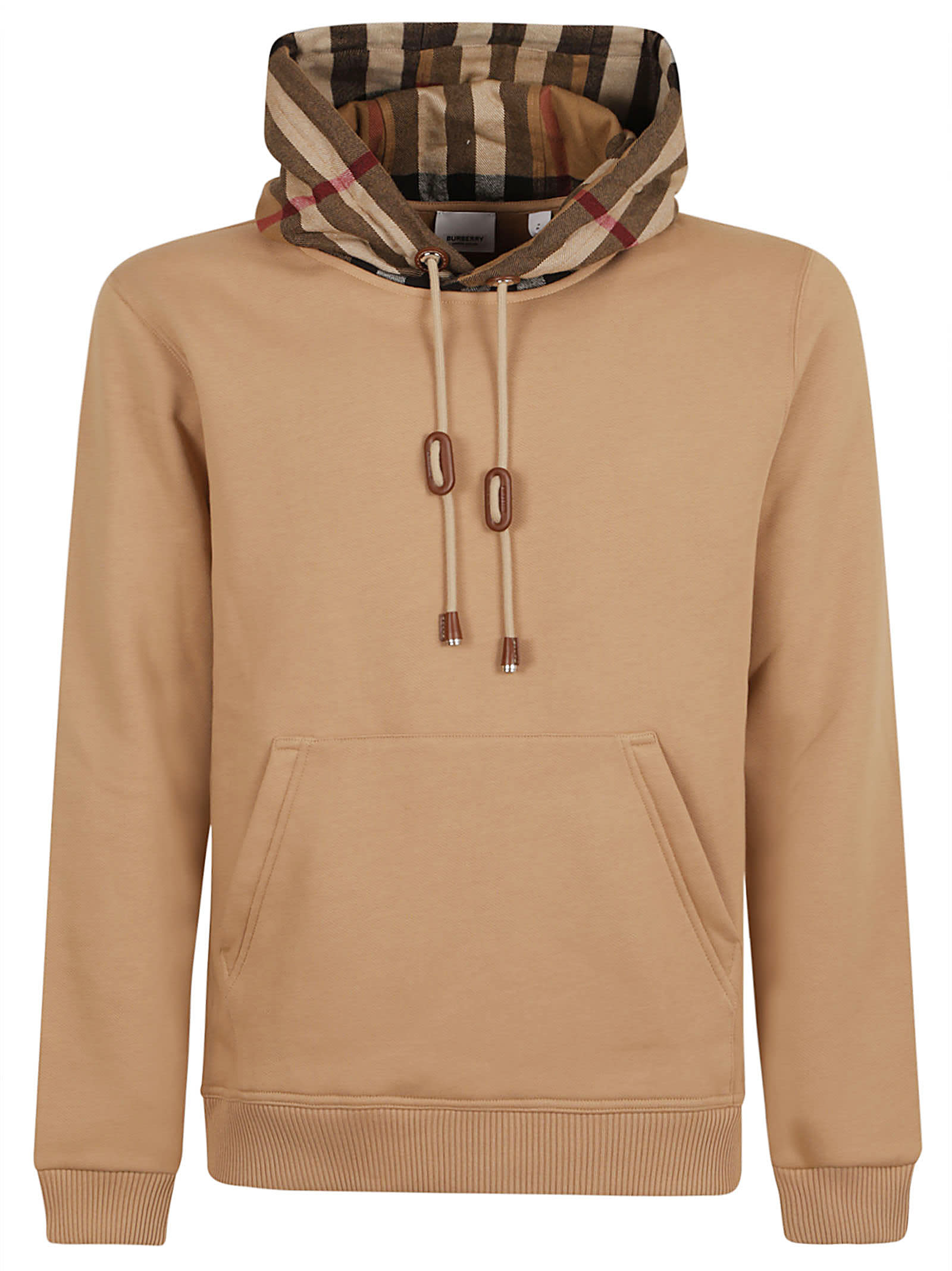 Shop Burberry Check Reversible Hoodie In Camel