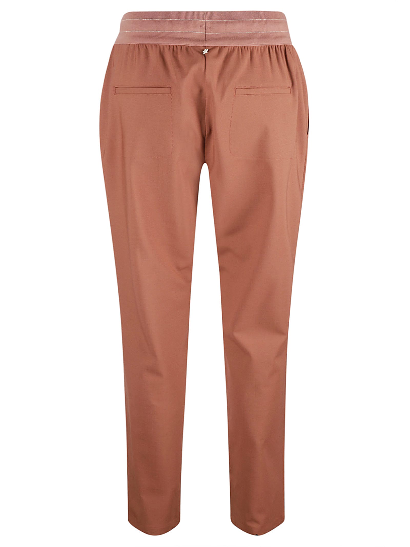 Shop Lorena Antoniazzi Elastic Drawstring Waist Fitted Track Pants In Rame