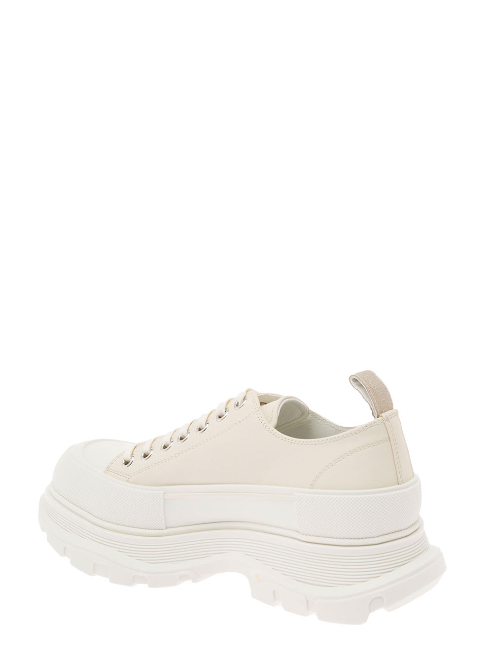 Shop Alexander Mcqueen White And Beige Tread Slick Sneakers In Calf Leather