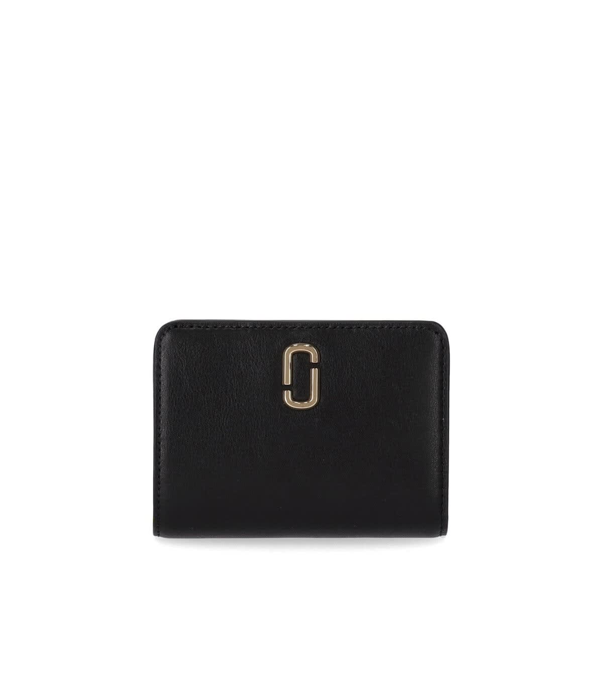 Marc Jacobs The J Marc Mini Compact Black Wallet In Nero