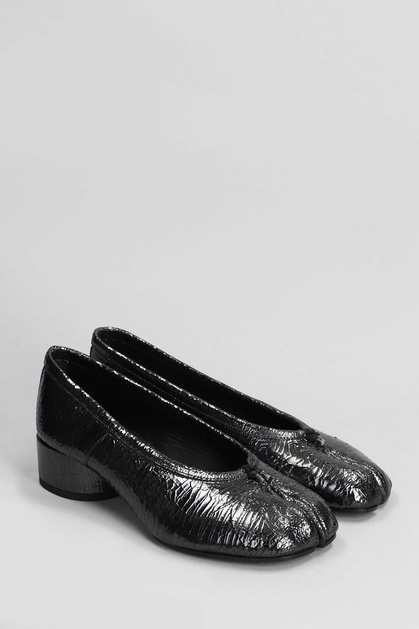 Shop Maison Margiela Tabi Ballet Flats In Black Leather