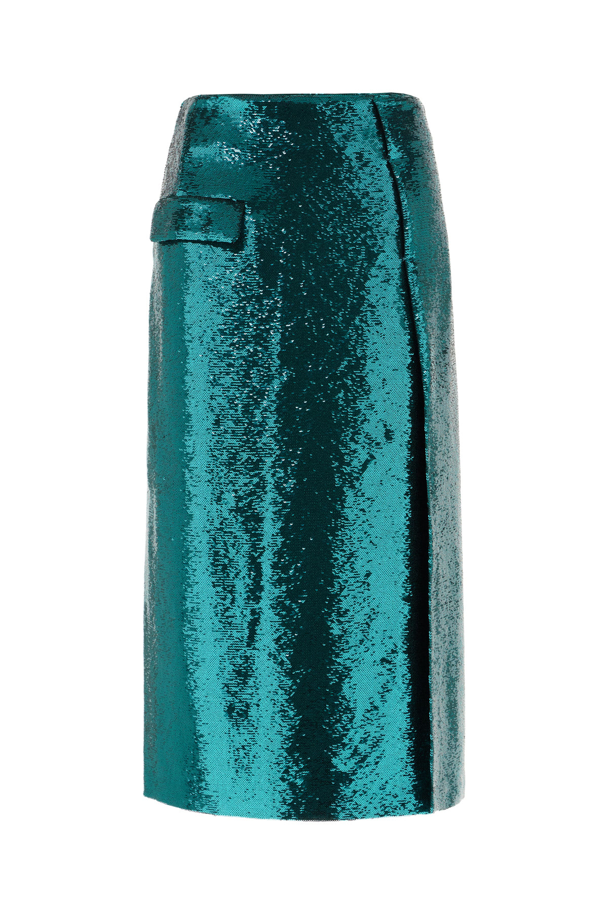 Genny Teal Green Polyester Skirt In Oliva