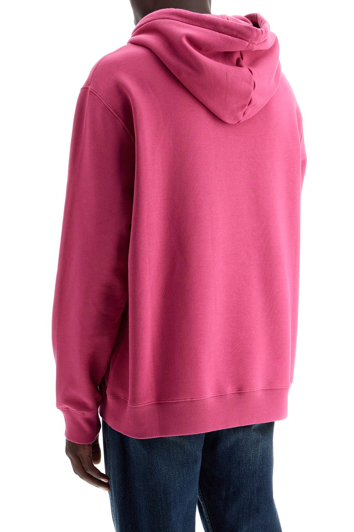 Shop Lanvin Hooded Sweatshirt With Embroidered Logo In Fuchsia (fuchsia)