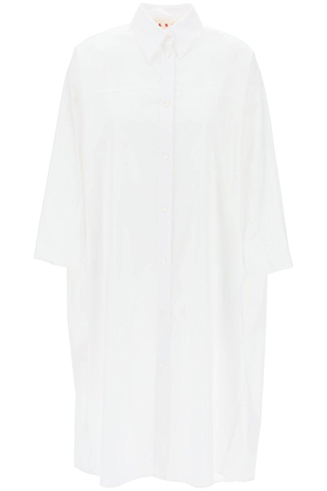 Long-sleeved Midi Shirt Dress