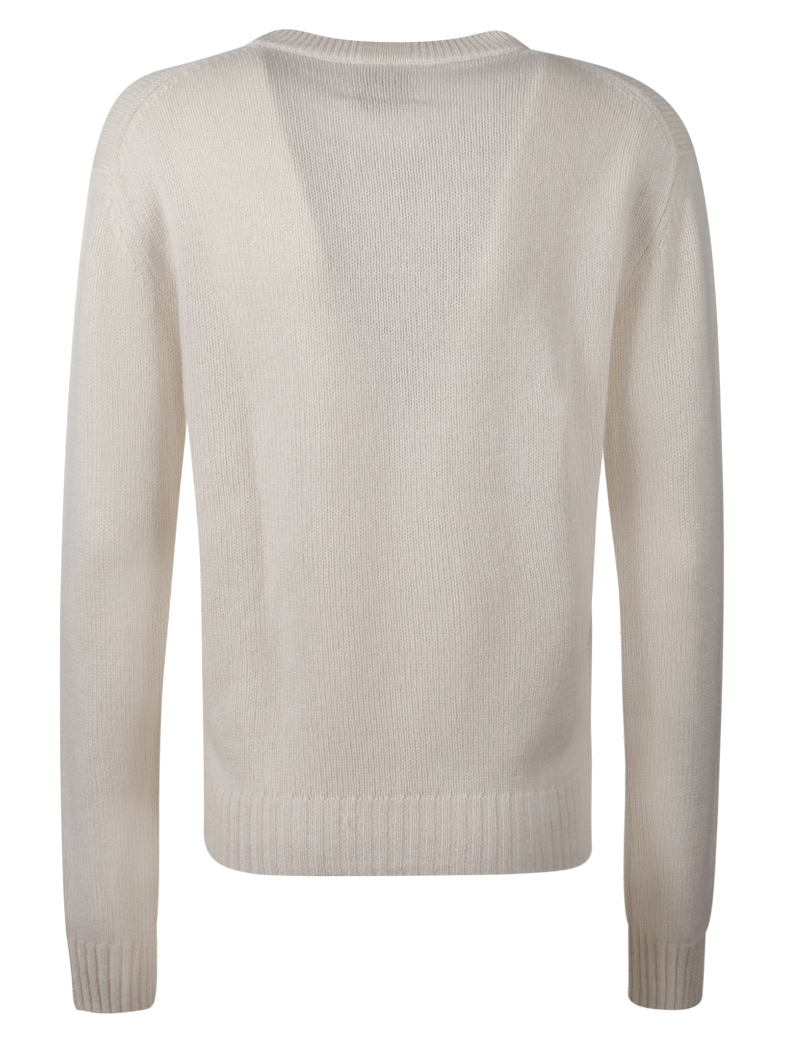 Allude Ribbed Crew-neck Sweater In White