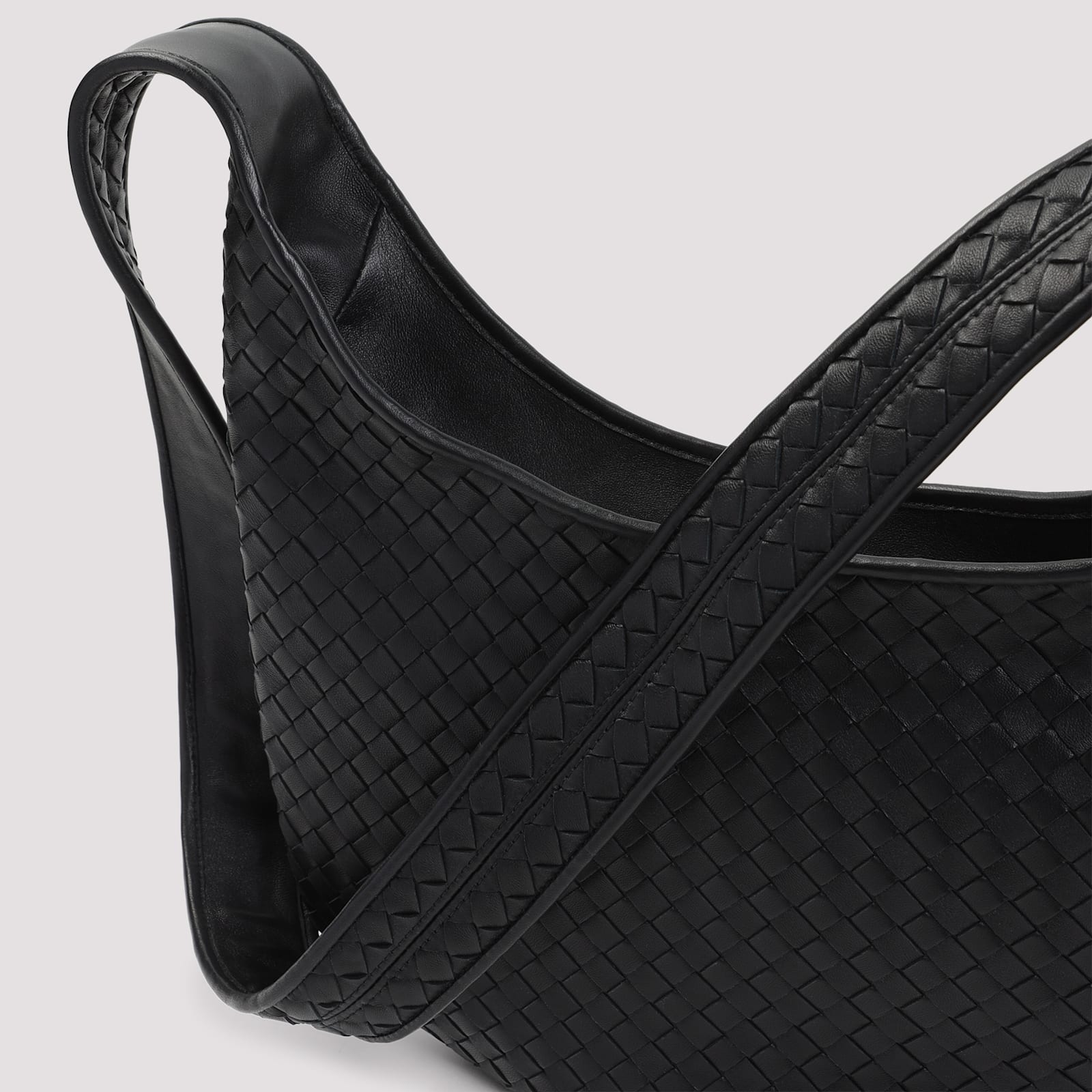 Bottega Veneta Veneto Intrecciato Leather Crossbody Bag In Black Silver