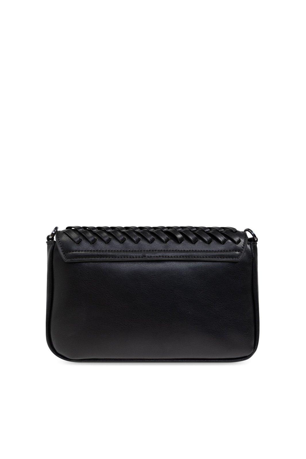 Emporio Armani Mini Bag In Interwoven Leather With Chain Shoulder Strap In Black