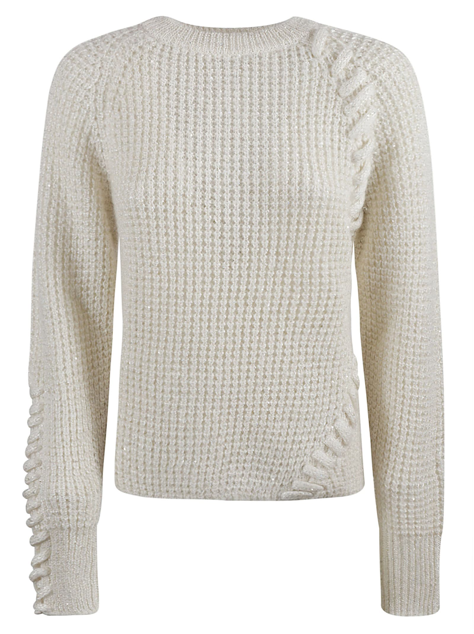 Shop Genny Rib Knit Sweater In Cream