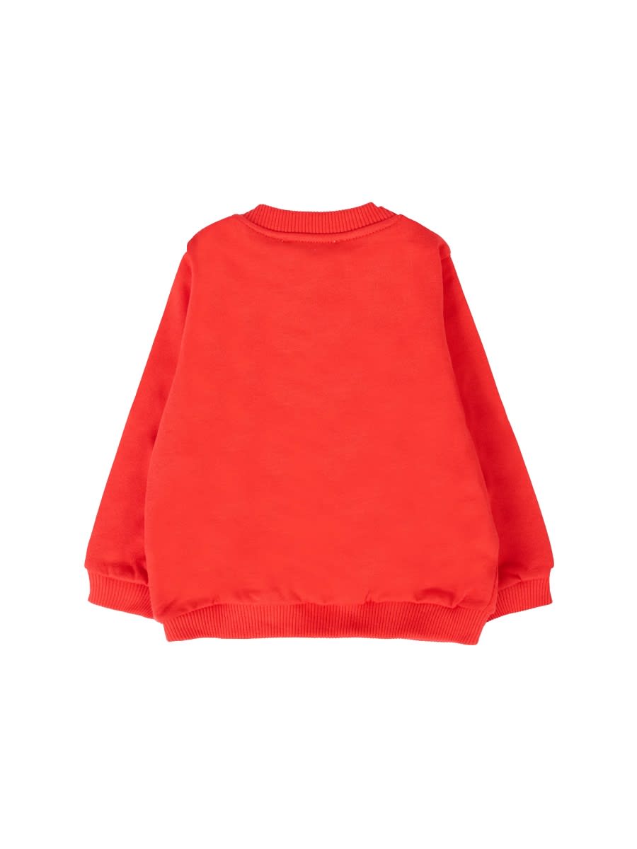 Moschino Red Sweatshirt For Babykids With Christmas Teddy Bear In Red