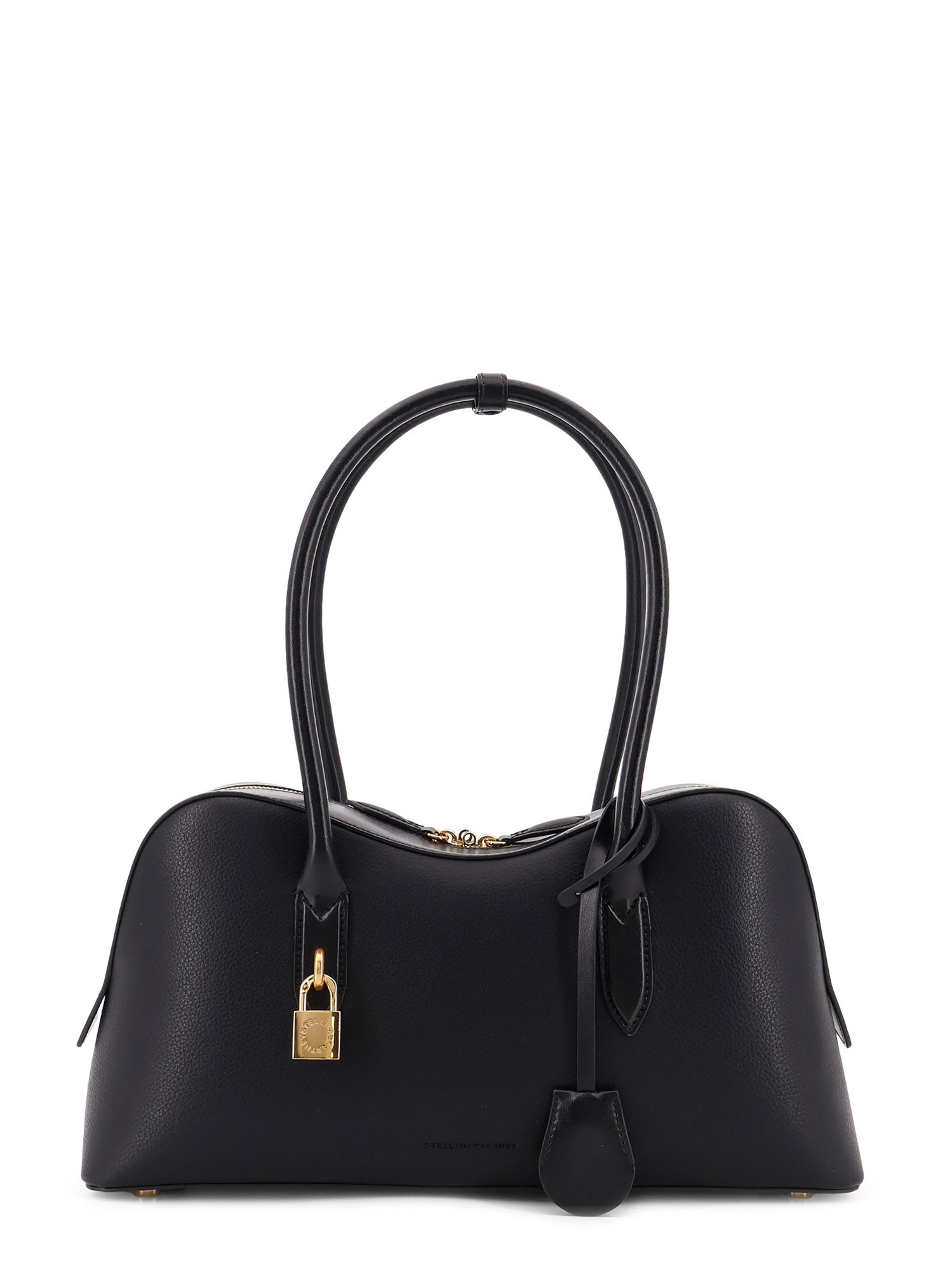 Stella Mccartney Stella Ryder Logo-embossed Embellished Textured Vegan Leather Tote In Black