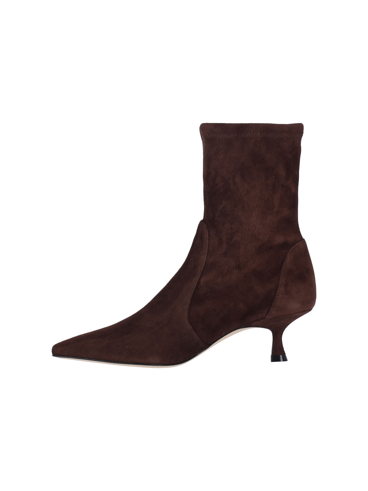Stuart Weitzman Pointed Toe Kitten Heel Ankle Boots In Brown