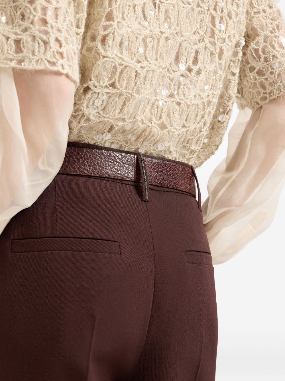 Brunello Cucinelli Wool Blend Trousers In Burgundy