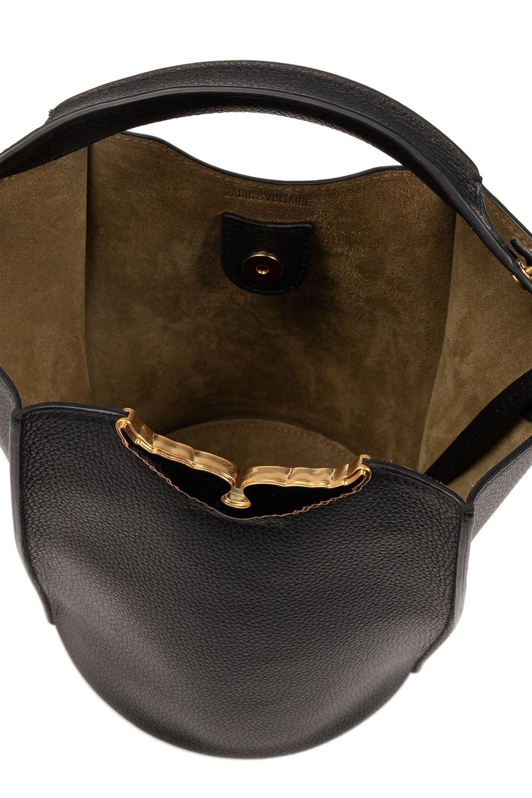 Shop Zadig &amp; Voltaire Boderline Logo Plaque Bucket Bag In Noir