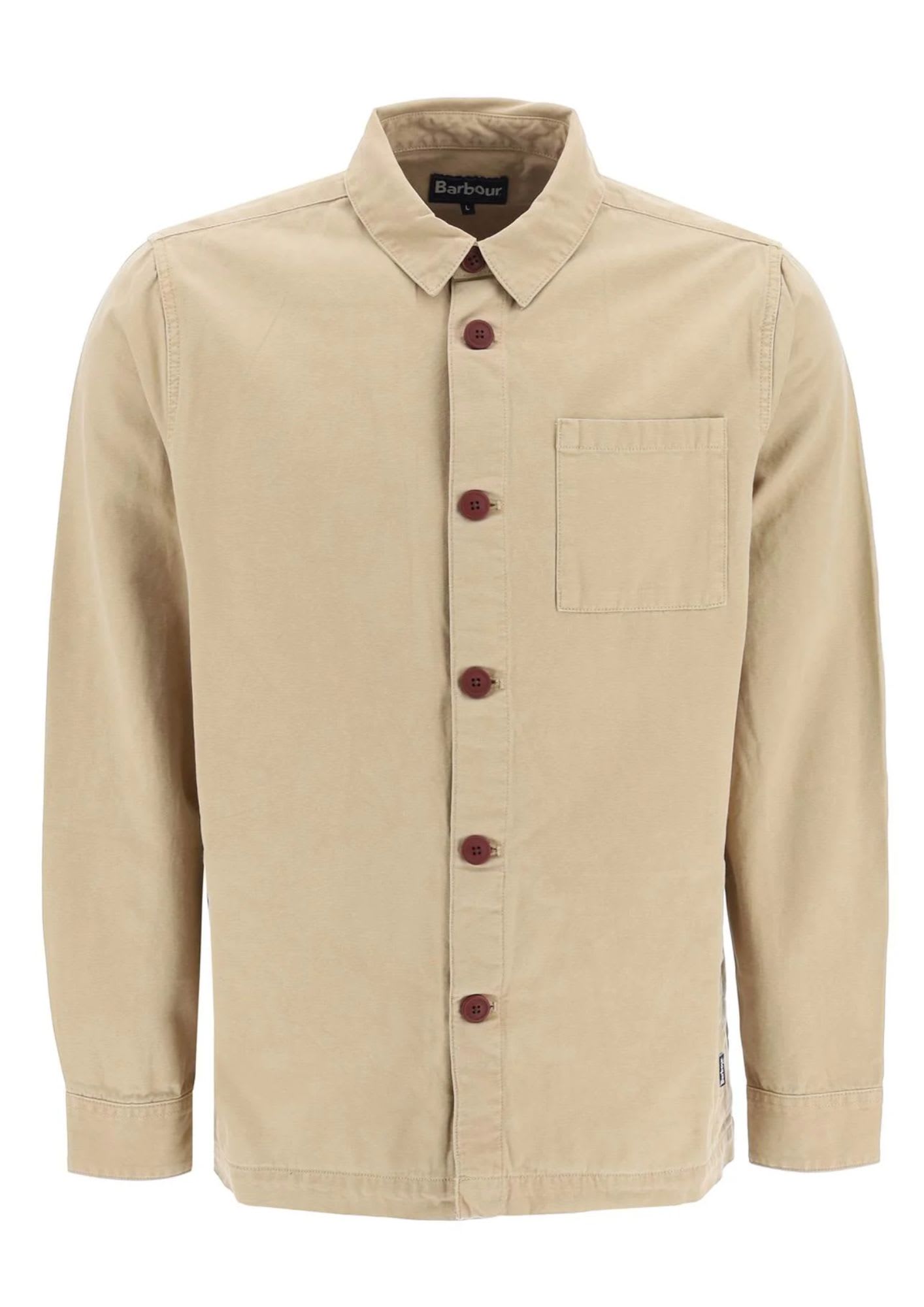 Shop Barbour Washed Overshirt In Washed Stone