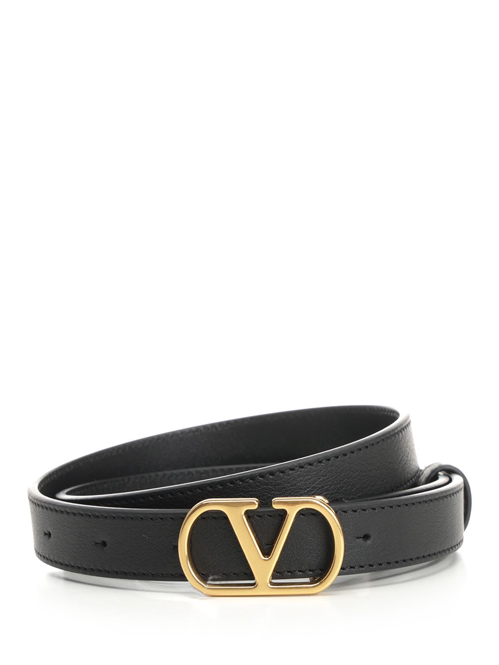 Valentino Garavani Vlogo Signature Leather Belt In Black