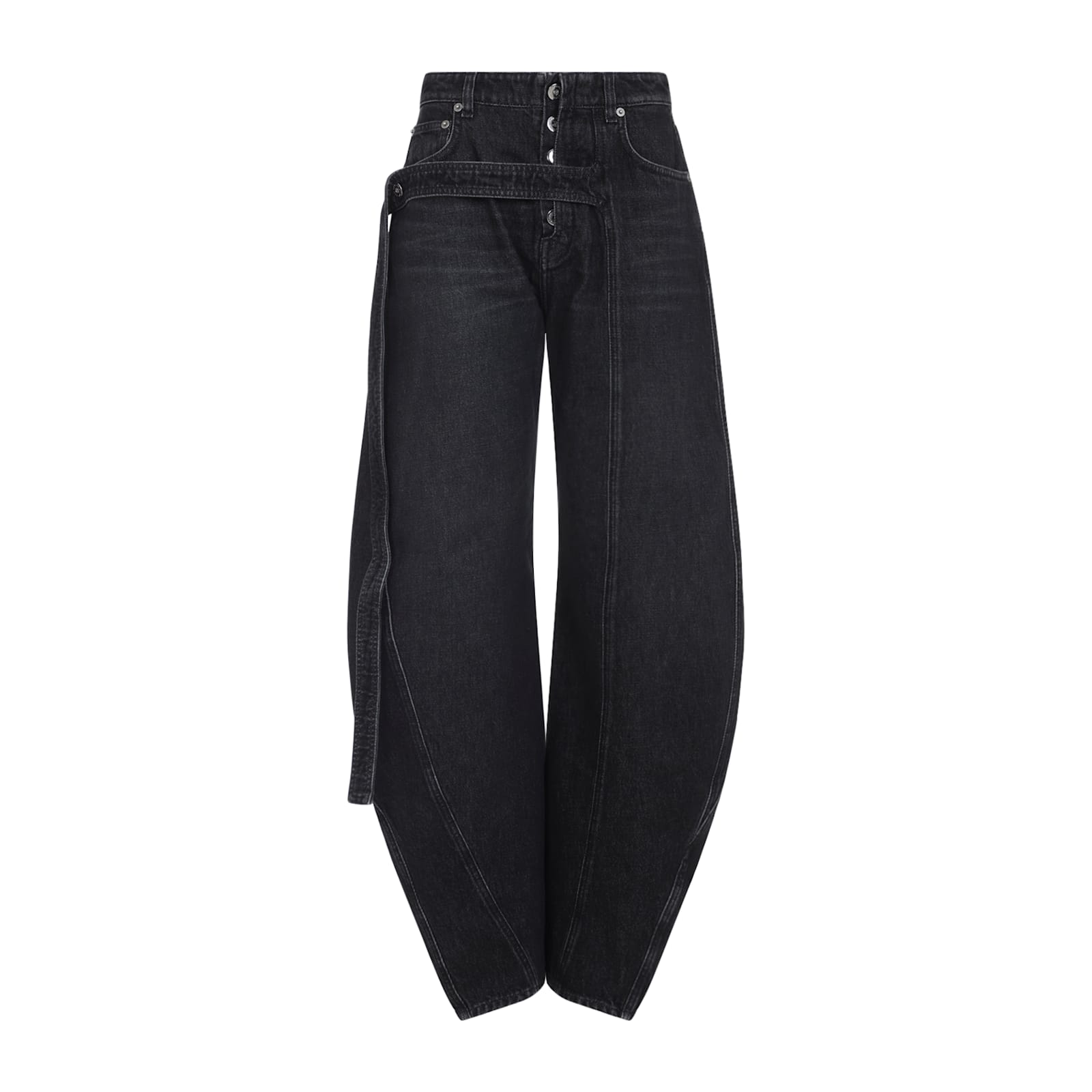 Jean Paul Gaultier High Rise Wide Leg Trousers With Belt Loops In Black
