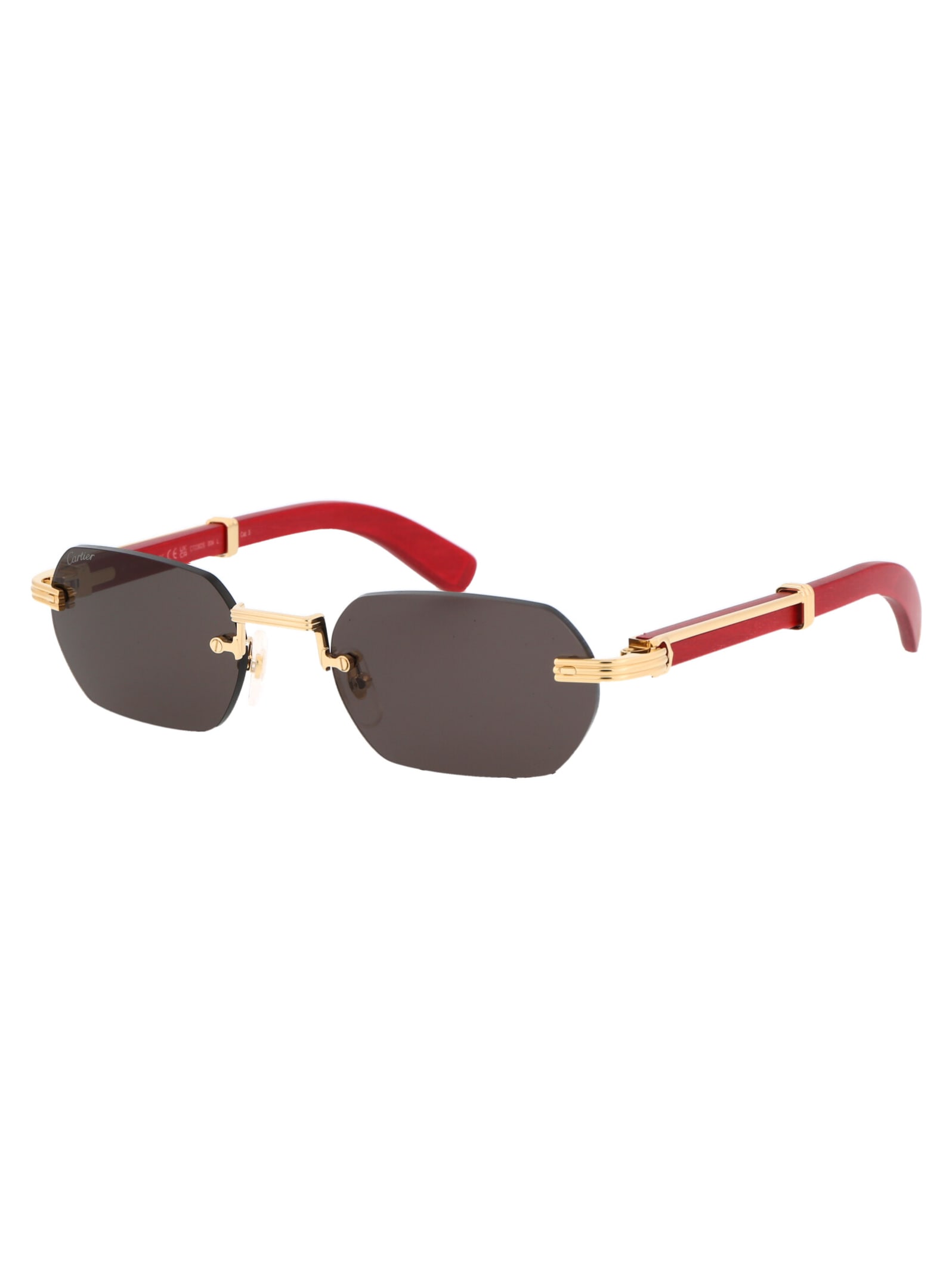Shop Cartier Ct0362s Sunglasses In 004 Gold Red Grey