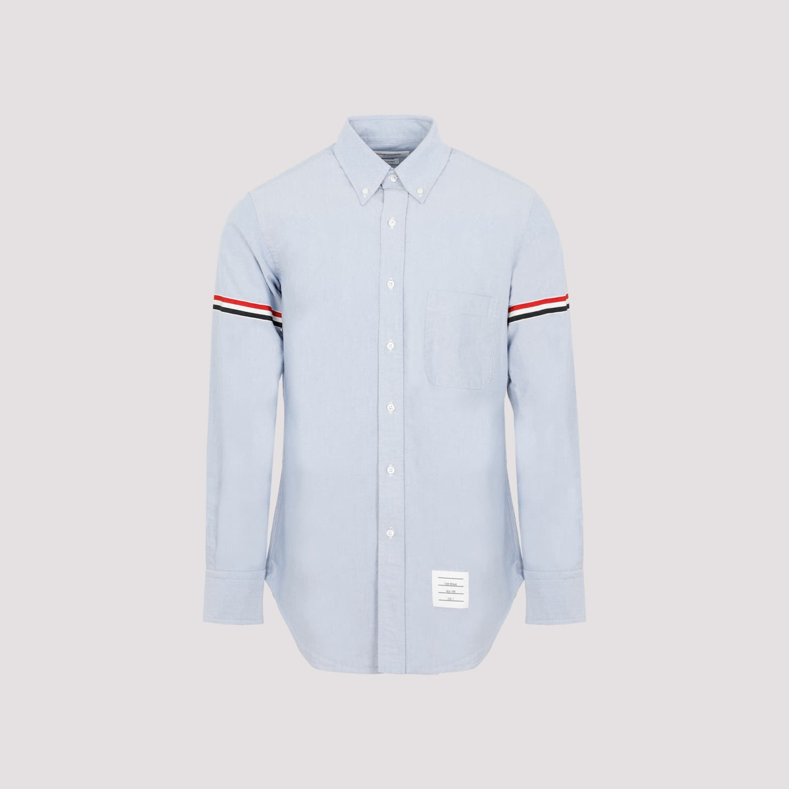 Shop Thom Browne Grosgrain Arm Band Oxford Shirt In Light Blue